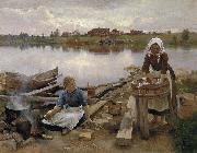 Eero Jarnefelt JaRNEFELT Eero Laundry at the river bank 1889 USA oil painting artist